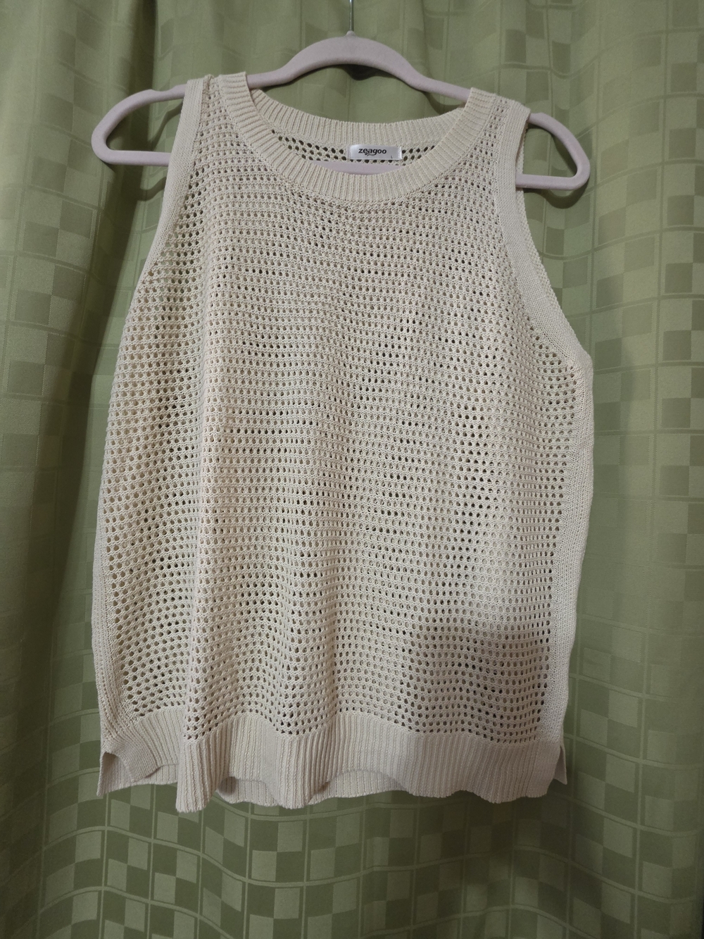 zeagoo Cream Open-Weave Sleeveless Knit Top